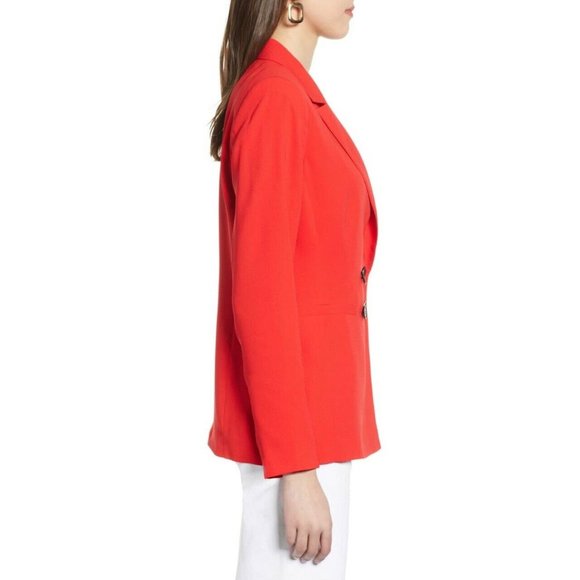 Halogen Double Breasted Blazer Jacket Red Hibiscus - Picture 3 of 8